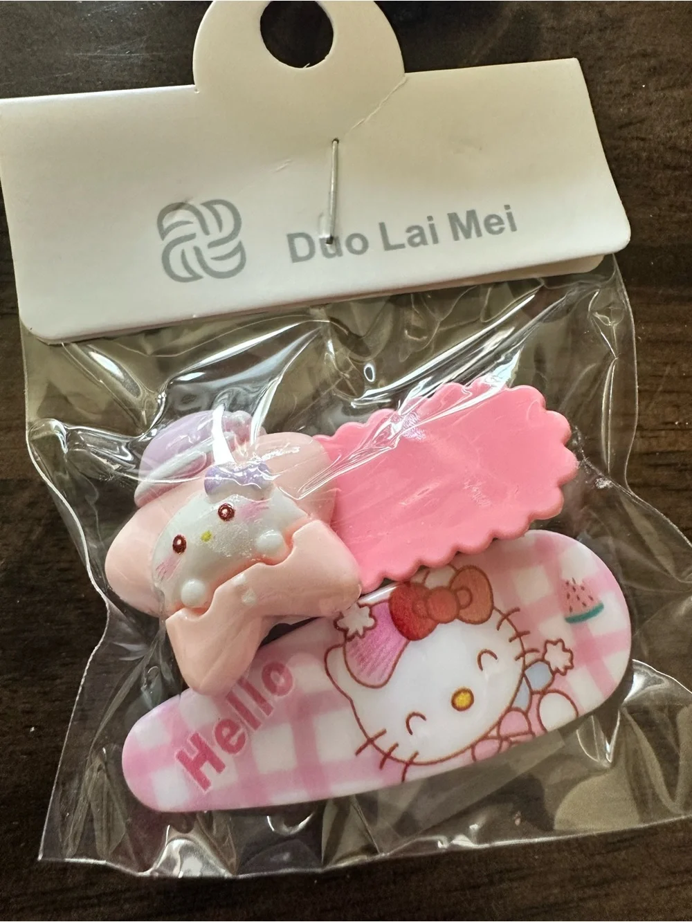 NWT Set of 4 Hello Kitty Child Size Hair Clips Barretts Pink Blue & Green